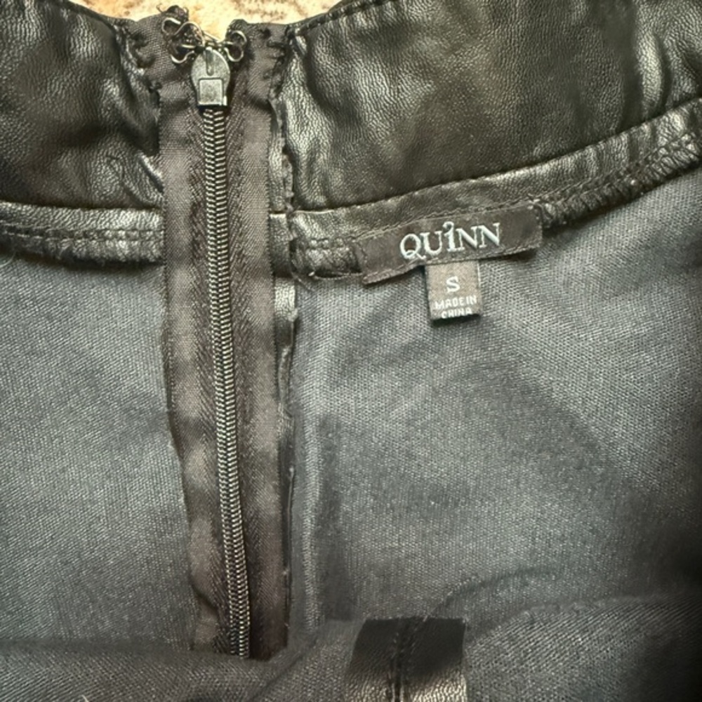 Quinn Black Vegan Leather Midi Skirt S Whimsigoth Edgy Dark Academia Preppy - Picture 5 of 6